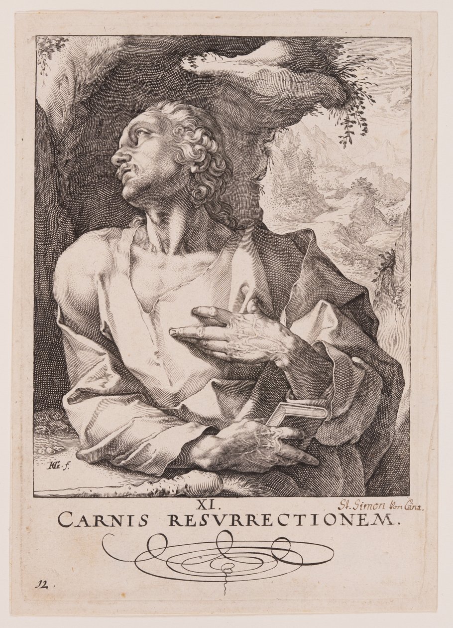 Juda Tadeusz, od Chrystusa, Apostołów i św. Pawła z Credo autorstwa Hendrick Goltzius