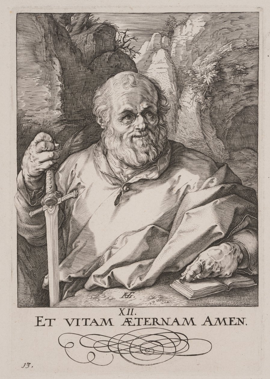 Święty Maciej, od Chrystusa, Apostołów i świętego Pawła z Credo autorstwa Hendrick Goltzius