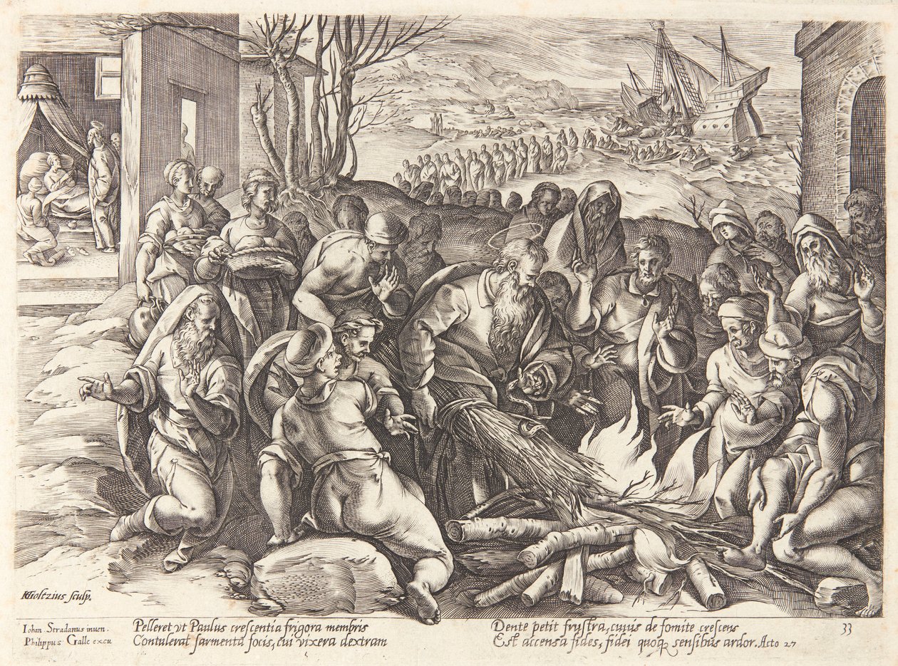 Święty Paweł ukąszony przez żmiję autorstwa Hendrick Goltzius