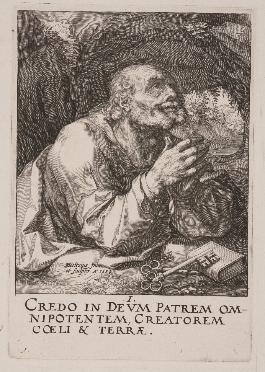 Święty Piotr od Chrystusa, Apostołowie i święty Paweł z Credo autorstwa Hendrick Goltzius