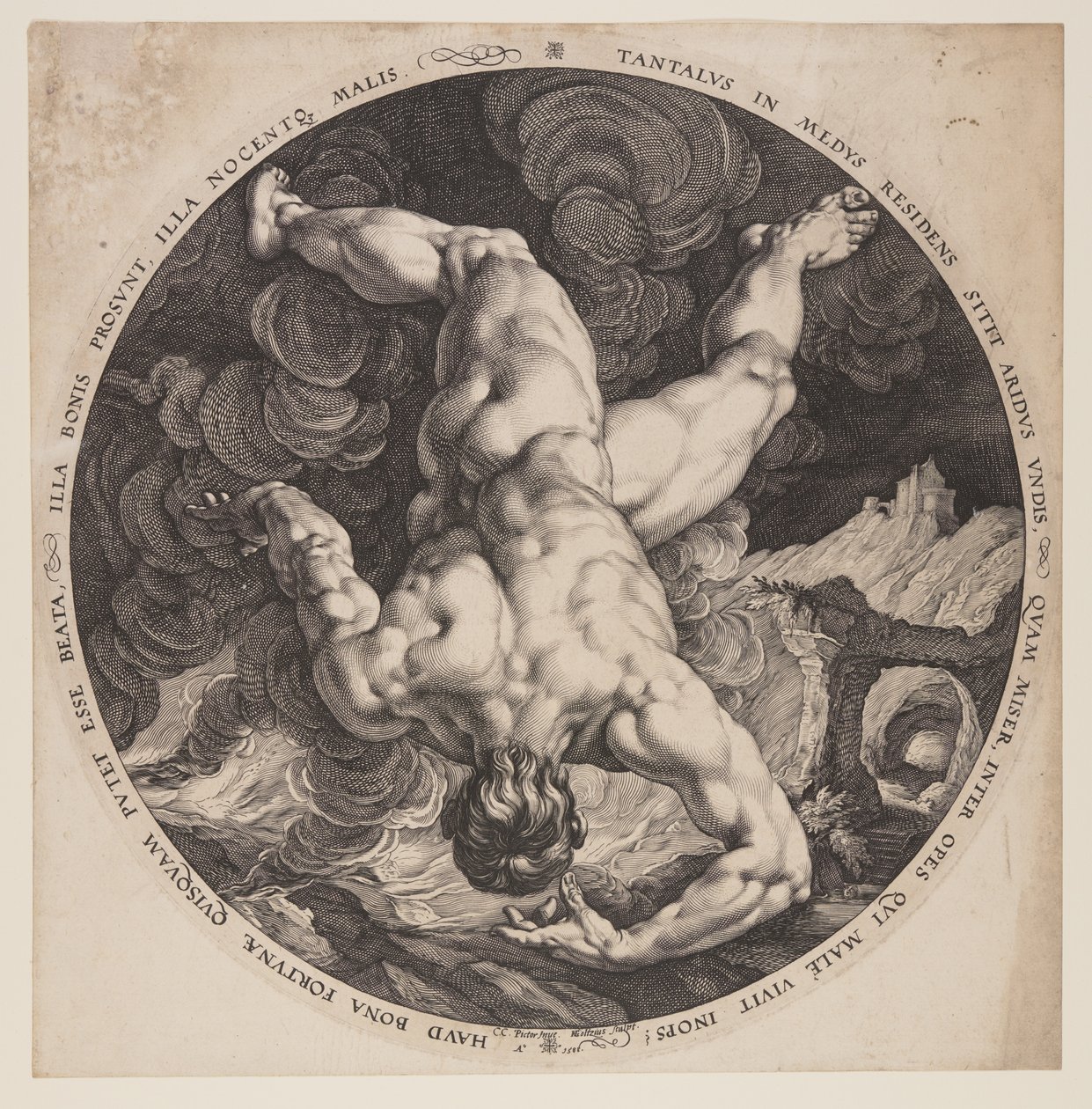 Tantalus, z "Czterech łotrów autorstwa Hendrick Goltzius