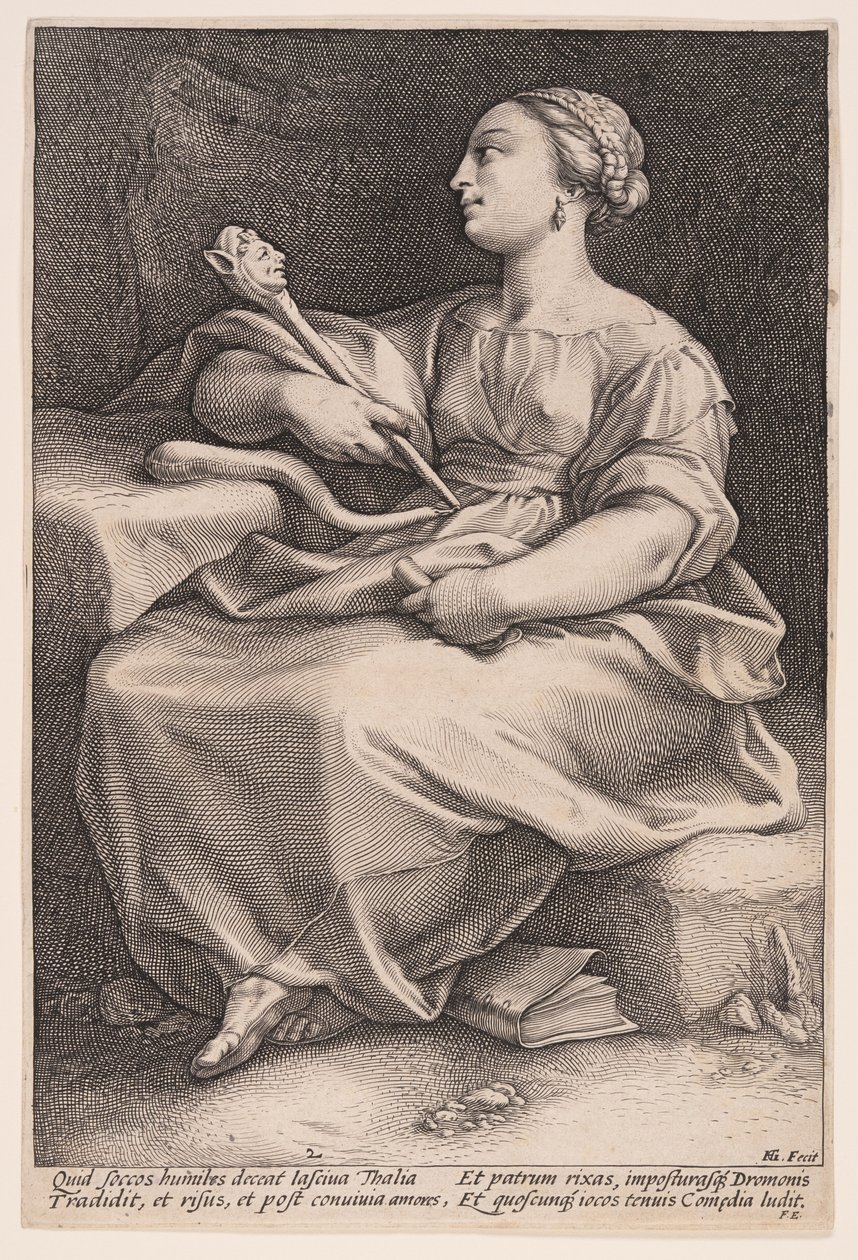 Thalia, muza komedii, z Dziewięciu muz autorstwa Hendrick Goltzius
