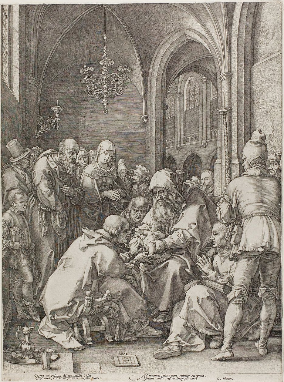 Obrzezanie, tablica czwarta z Narodzin i wczesnego życia Chrystusa autorstwa Hendrick Goltzius
