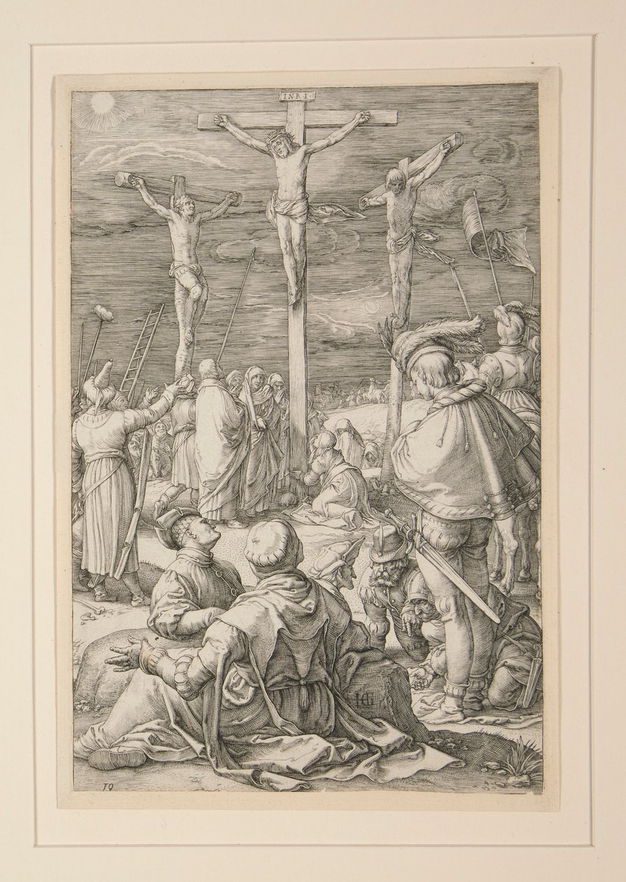 Ukrzyżowanie (Chrystus na krzyżu), z Męki Pańskiej, nr 10 z serii 12 rycin autorstwa Hendrick Goltzius