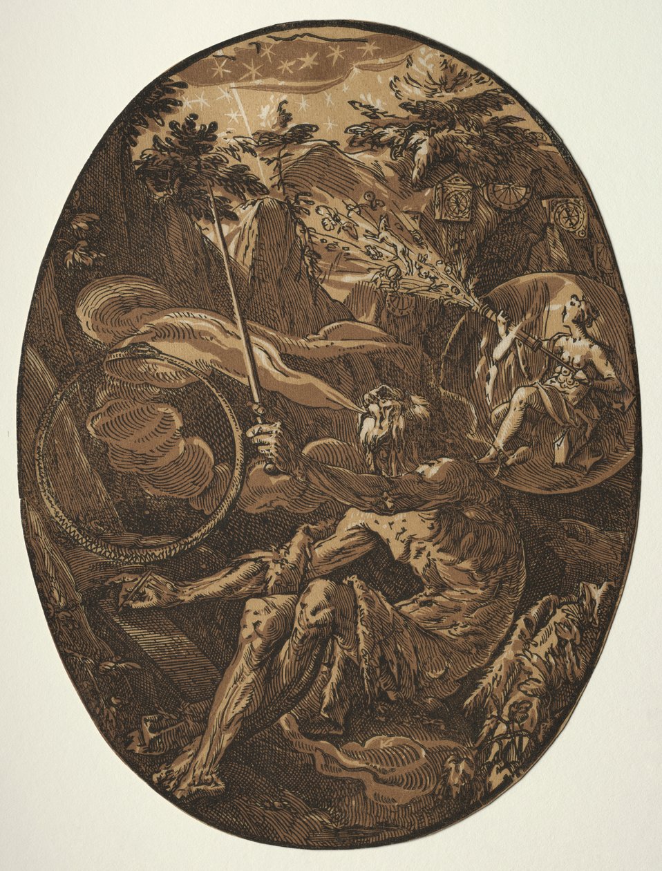 Bóstwa: Demogorgon w Jaskini Wieczności autorstwa Hendrick Goltzius