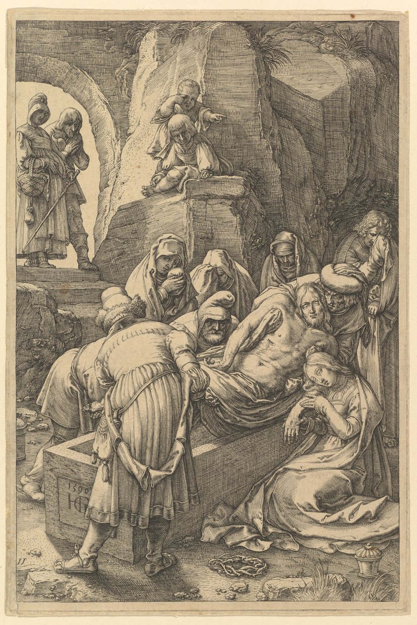 Złożenie do grobu, z „Męki Chrystusa” autorstwa Hendrick Goltzius
