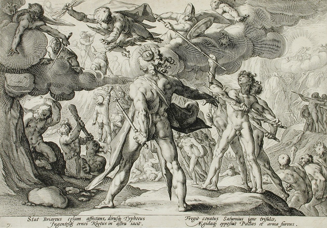 Giganci wspinający się ku niebu autorstwa Hendrick Goltzius