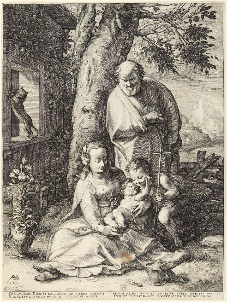 Święta Rodzina z małym Janem Chrzcicielem autorstwa Hendrick Goltzius
