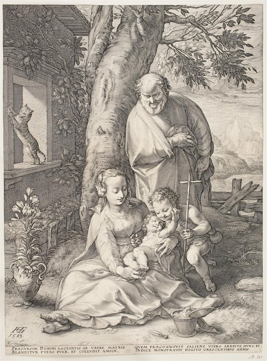 Święta Rodzina z młodym św. Janem Chrzcicielem autorstwa Hendrick Goltzius