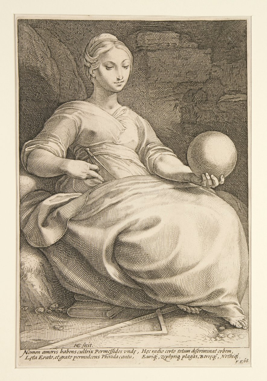Dziewięć Muz: Erato, nr 7 z serii 9 autorstwa Hendrick Goltzius