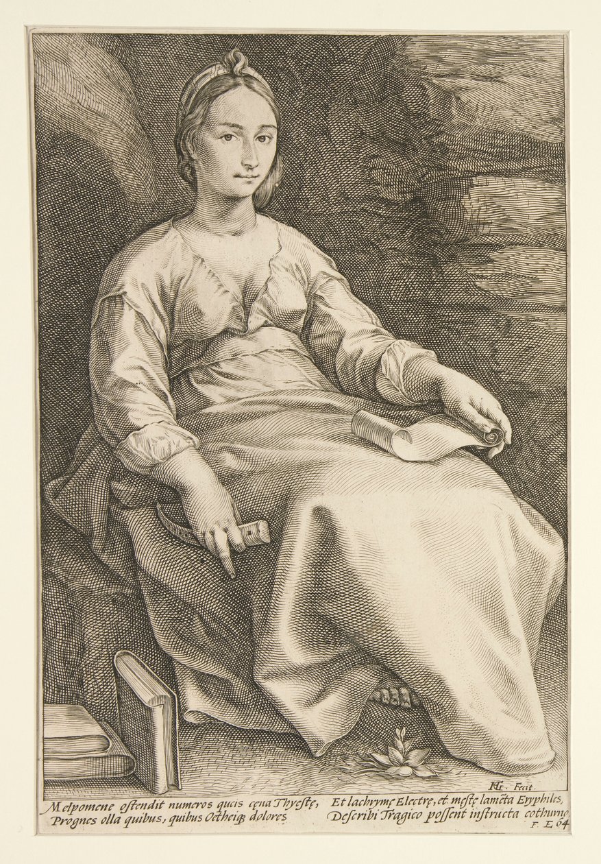Dziewięć Muz: Melpomena, nr 3 z serii 9 autorstwa Hendrick Goltzius