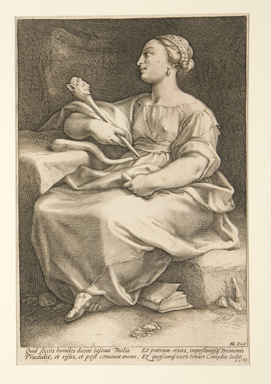 Dziewięć Muz: Thalia, nr 2 z serii 9 autorstwa Hendrick Goltzius
