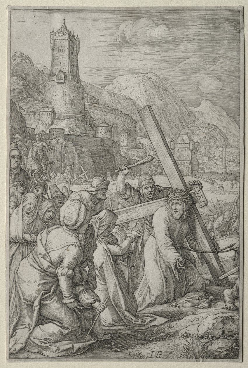 Pasja: Chrystus niosący krzyż autorstwa Hendrick Goltzius