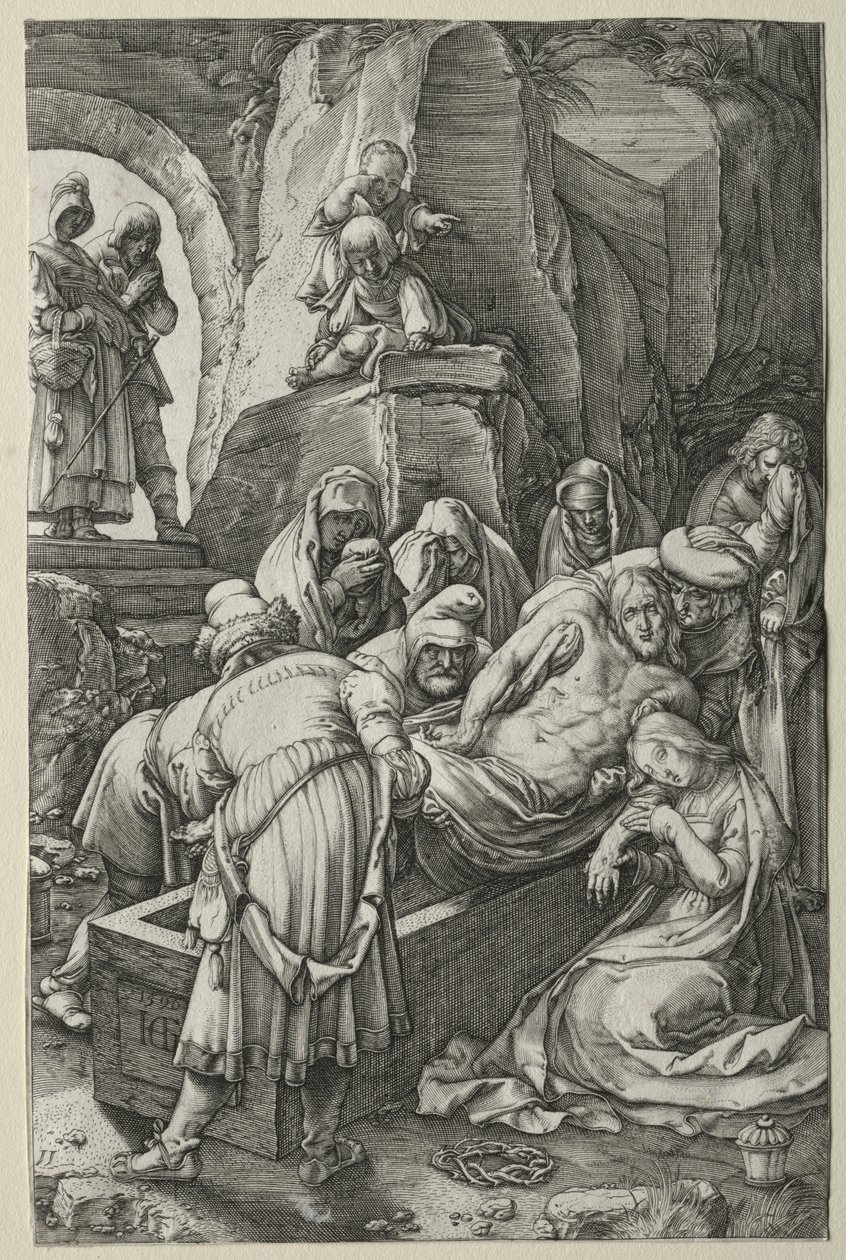 Pasja: złożenie do grobu autorstwa Hendrick Goltzius