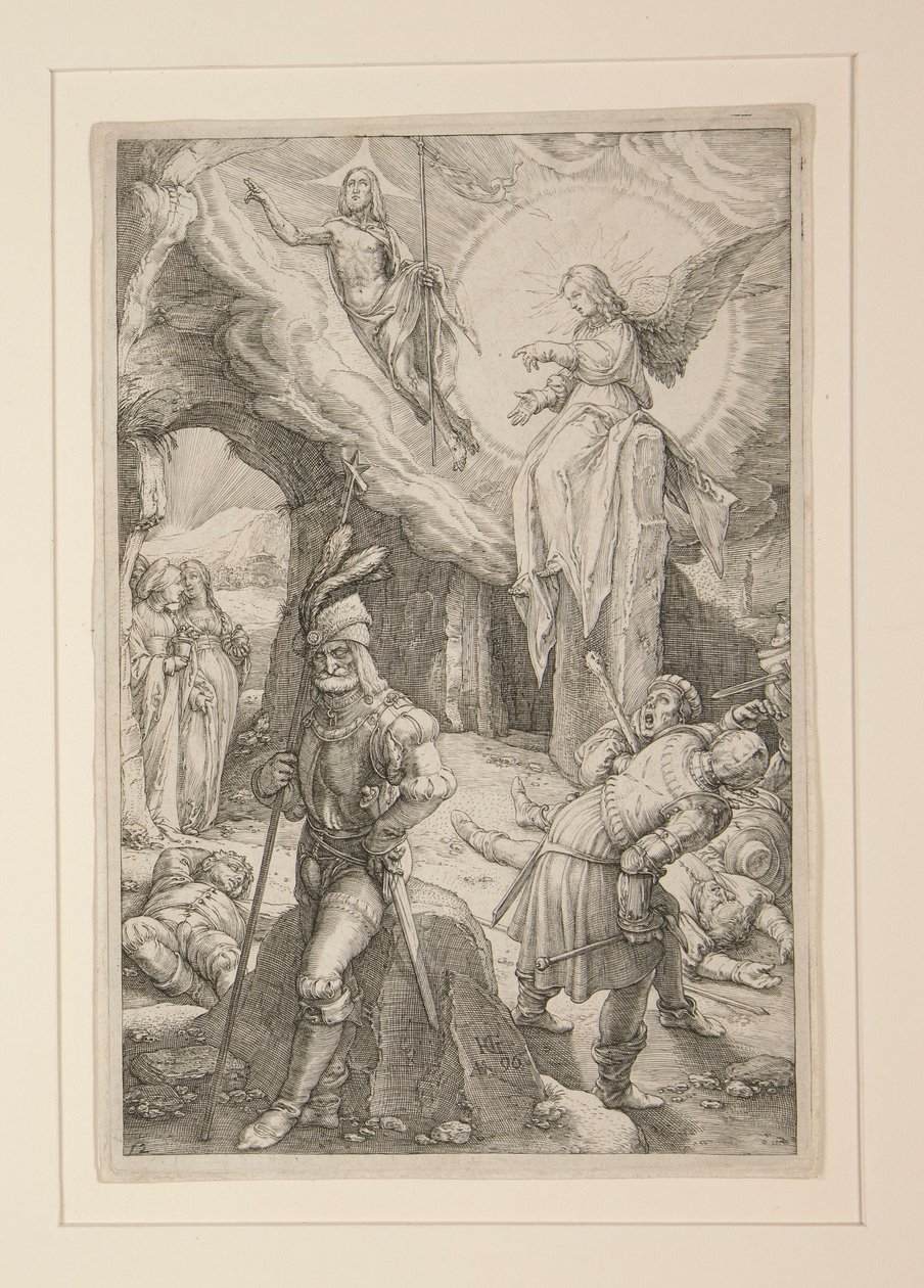 Zmartwychwstanie, z Pasji, nr 12 w serii 12 rycin autorstwa Hendrick Goltzius