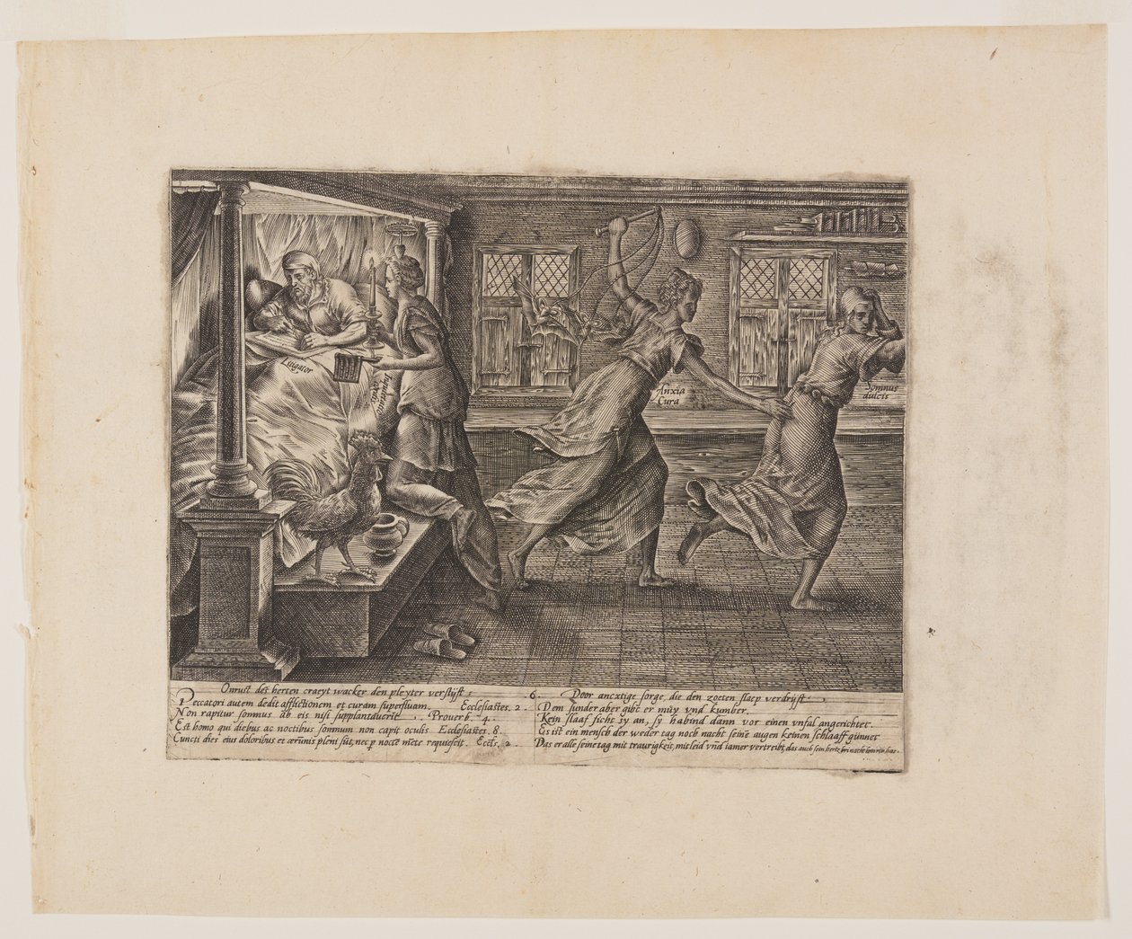 Bezsenna noc procesującego się, z Litis Abusus (Nadużycia prawa) autorstwa Hendrick Goltzius