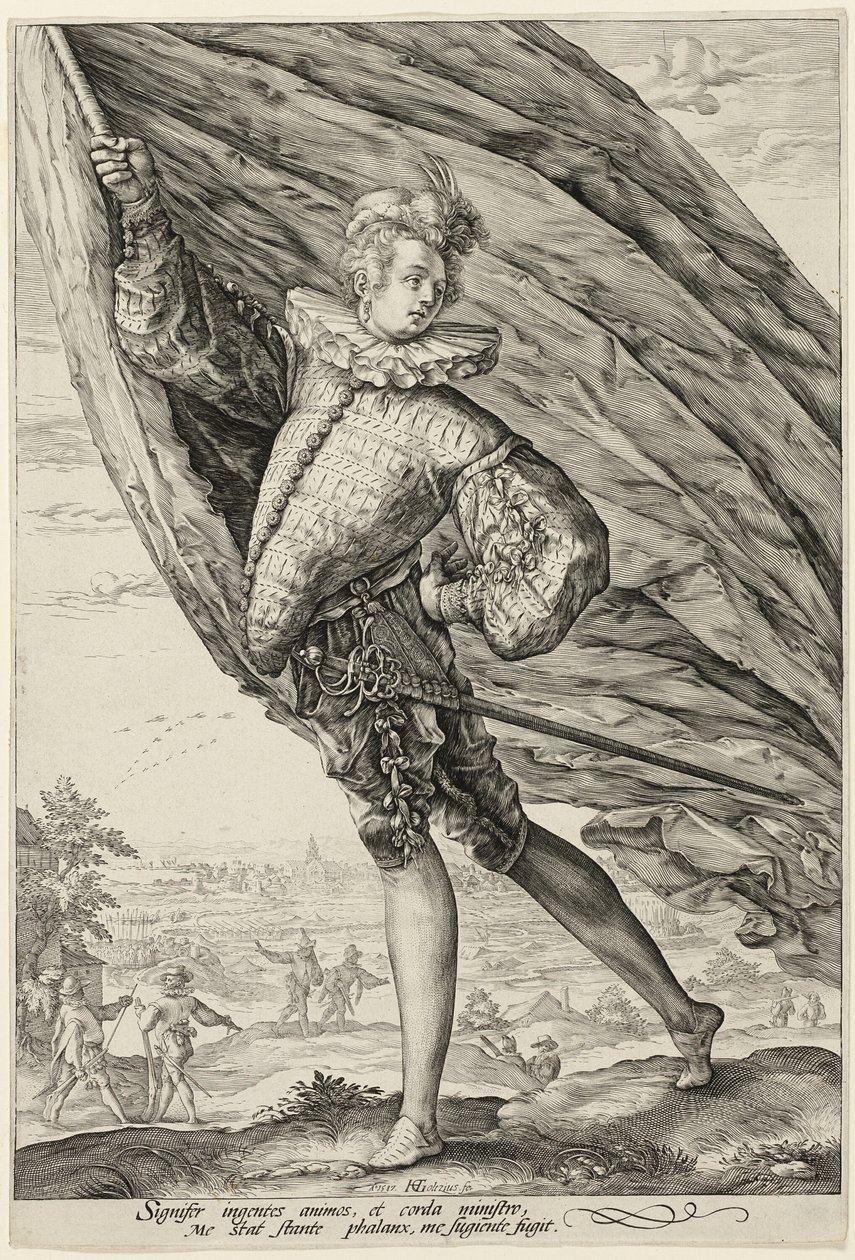 Chorąży, zwrócony w lewo autorstwa Hendrick Goltzius
