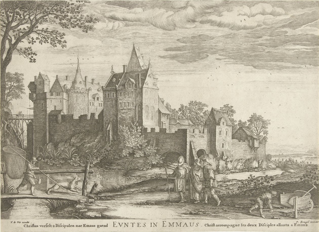 Emmaüsgangers Idąc do Emaus (tytuł na obiekcie) autorstwa Hendrick Hondius (I)