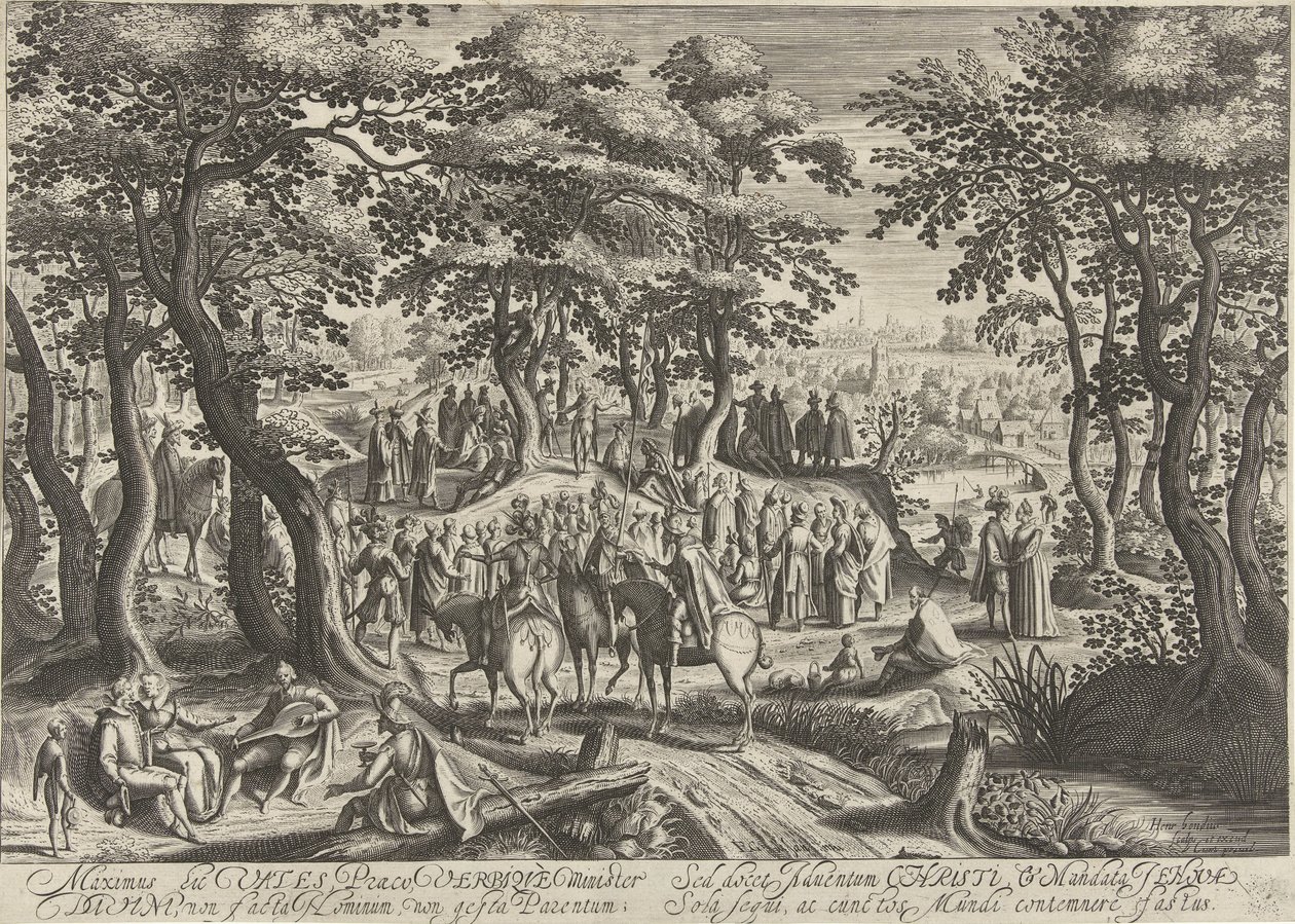Jan Chrzciciel przemawia do tłumu autorstwa Hendrick Hondius (I)