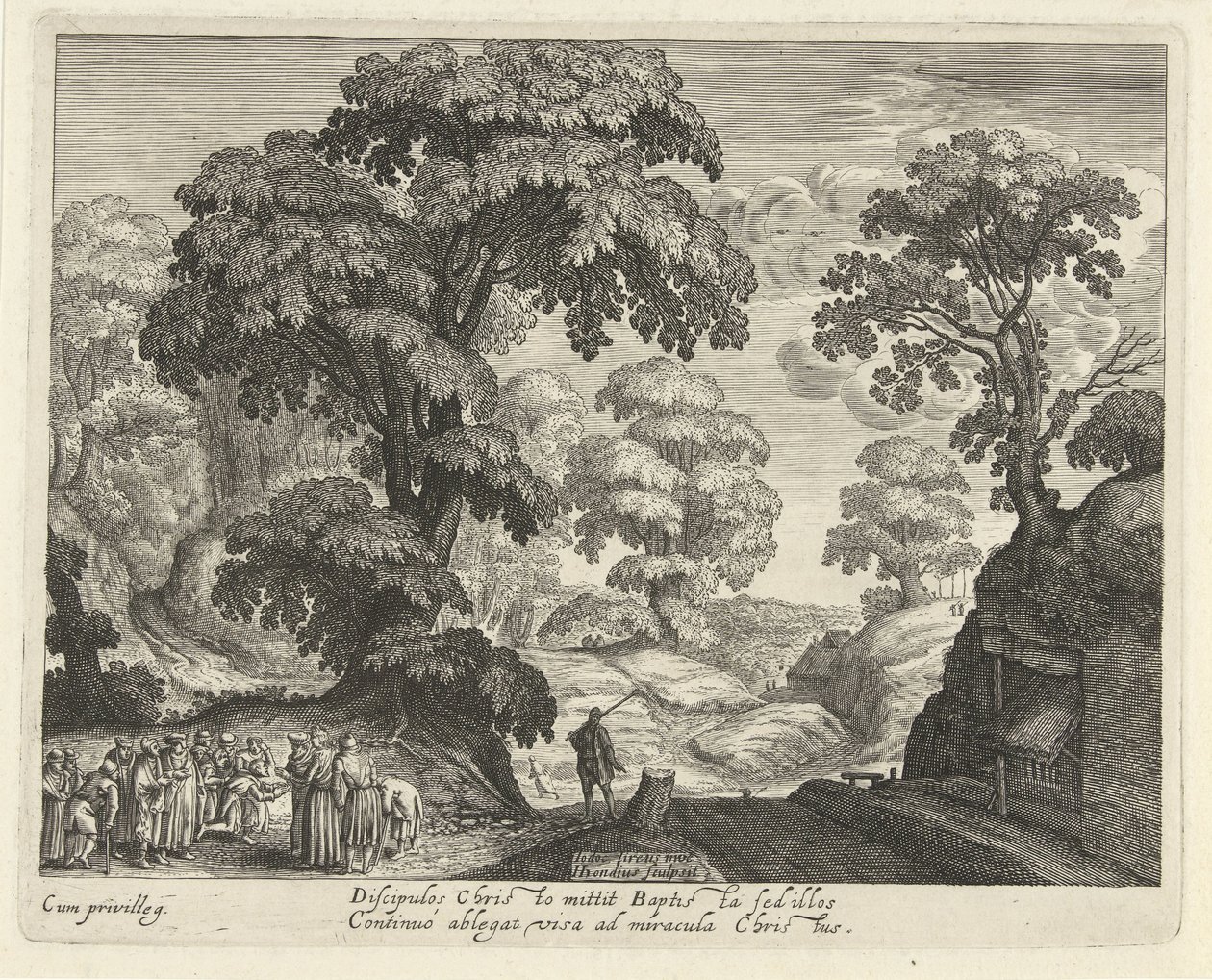 Krajobraz z uzdrowieniem niewidomych autorstwa Hendrick Hondius (I)
