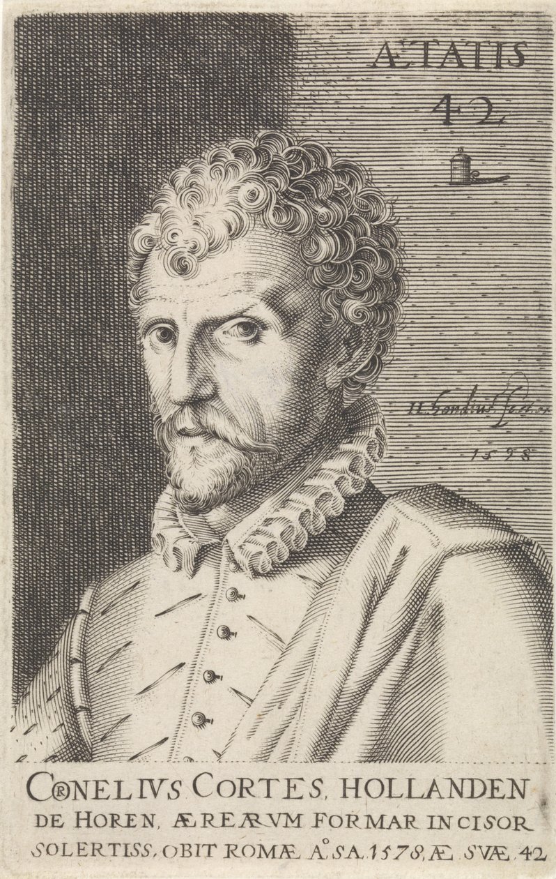 Portret Cornelisa Cort Znani artyści (tytuł serii) autorstwa Hendrick Hondius (I)