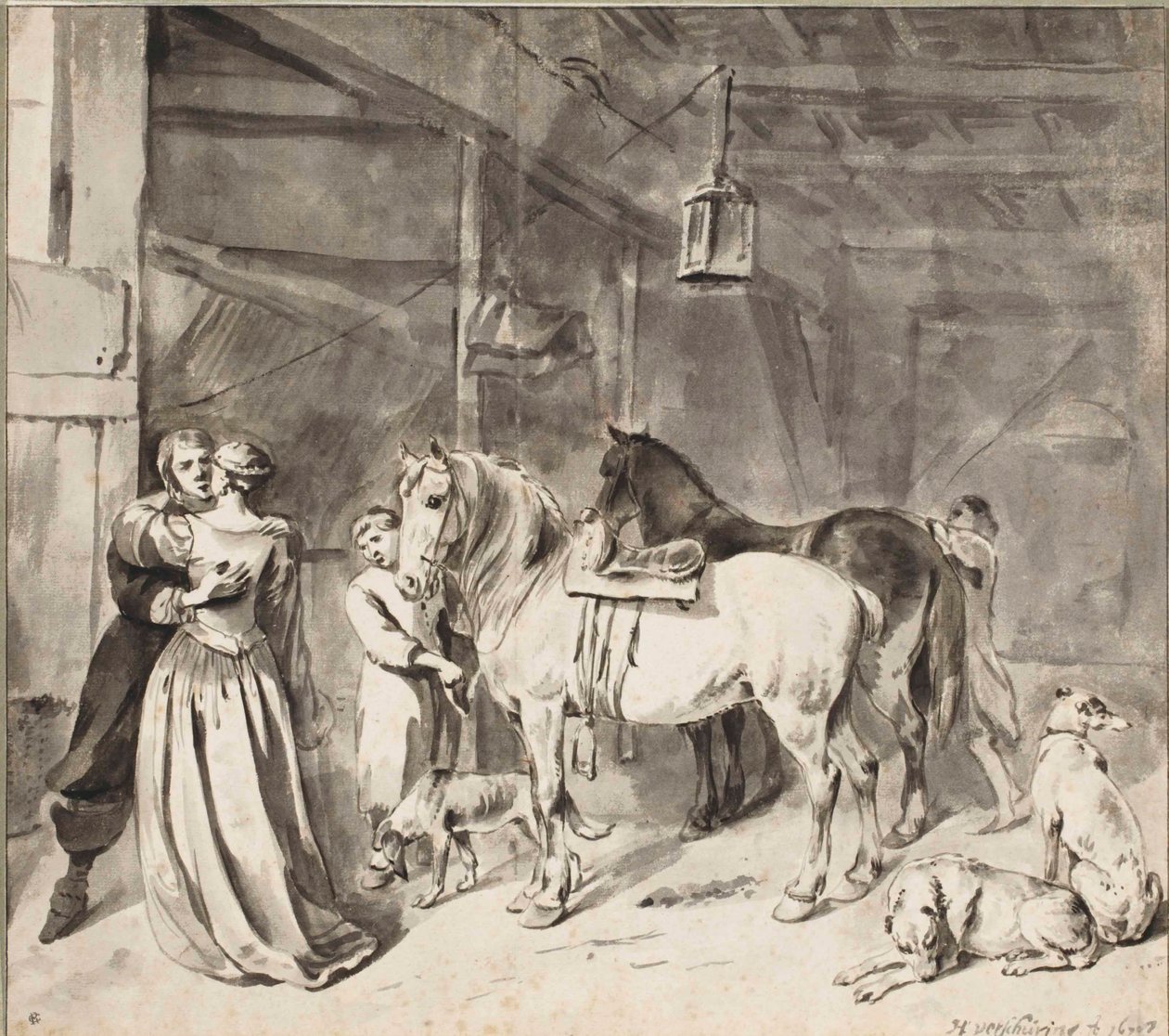 Kawaler licytujący pożegnanie z damą, 1678 autorstwa Hendrick Verschuring