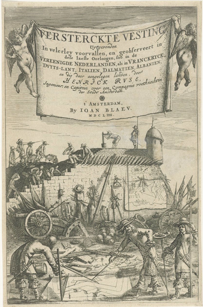 Strona tytułowa dla Henricha Ruse, Versterckte Vesting, 1654 autorstwa Hendrick baron van Ruse