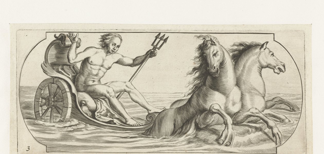 Neptun na rydwanie Nouveau Livre des Dieux et Deeßes De la Marine Bouckje of Sea Gods and Goddesses (tytuł serii) autorstwa Hendrick de Keyser (I)