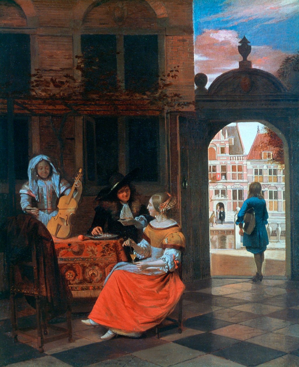 „Impreza muzyczna na dziedzińcu”, 1677 autorstwa Hendrick de Keyser