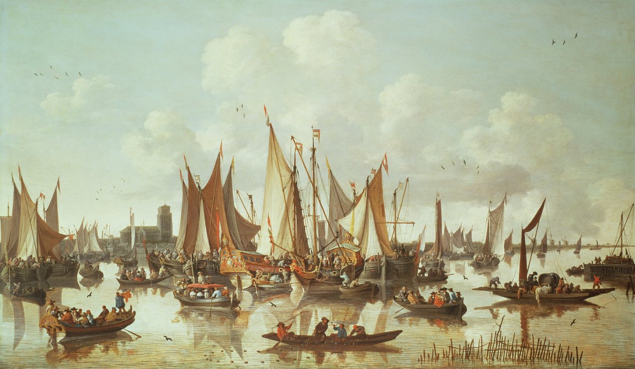 Holenderskie statki w porcie Dordrecht autorstwa Hendrick de Meyer