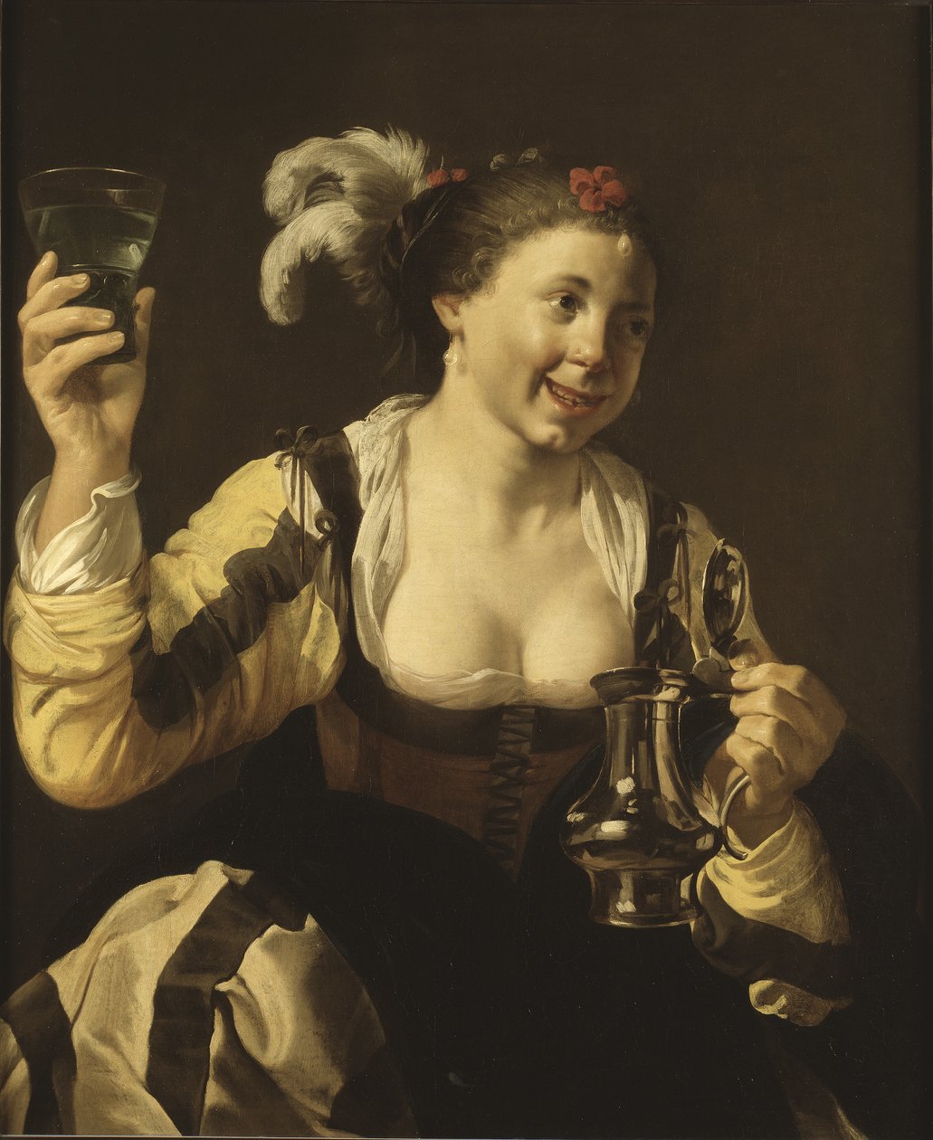 Dziewczyna trzymająca szklankę, ok. 1620 autorstwa Hendrick ter Brugghen