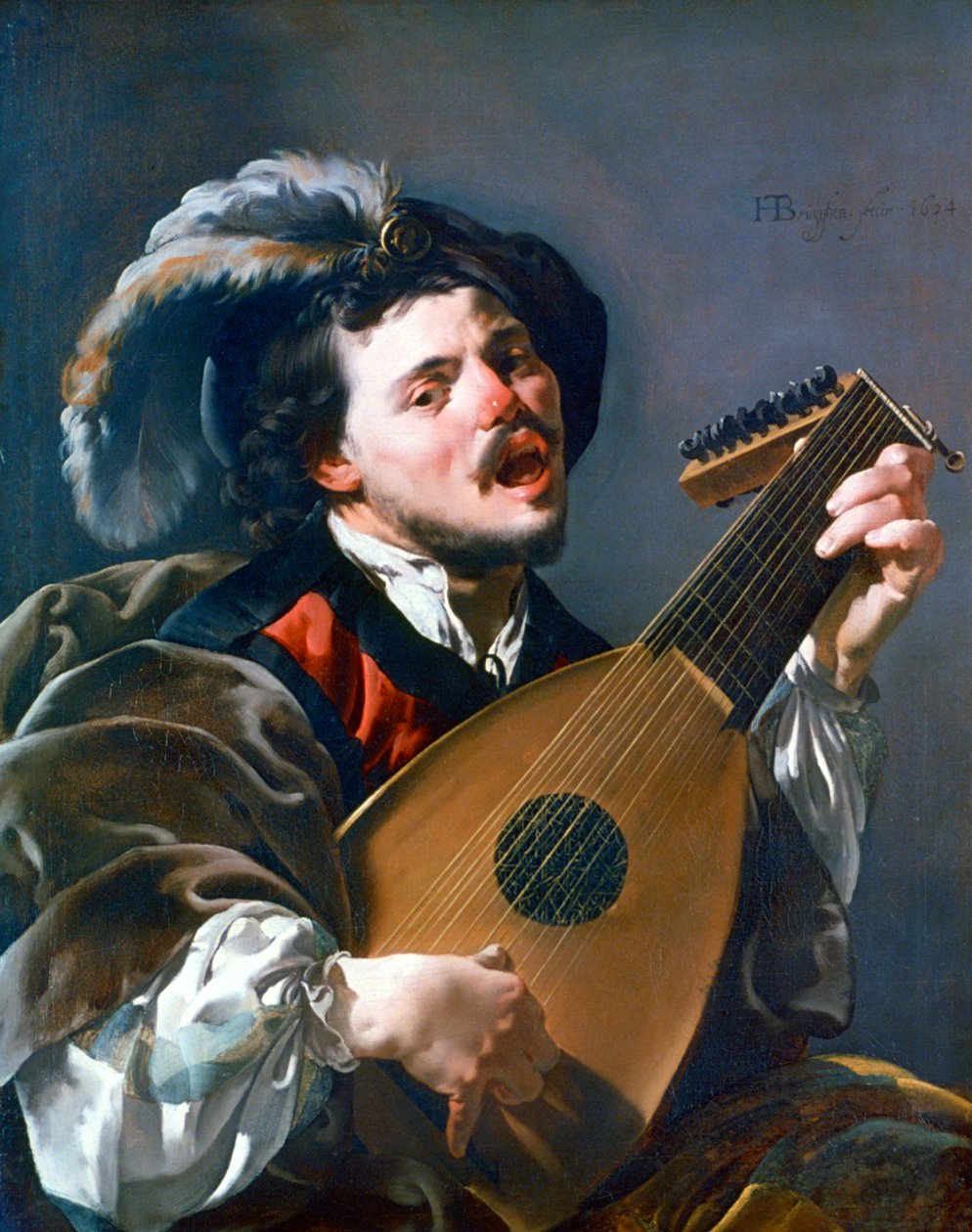 Mężczyzna grający na lutni, 1624 autorstwa Hendrick ter Brugghen