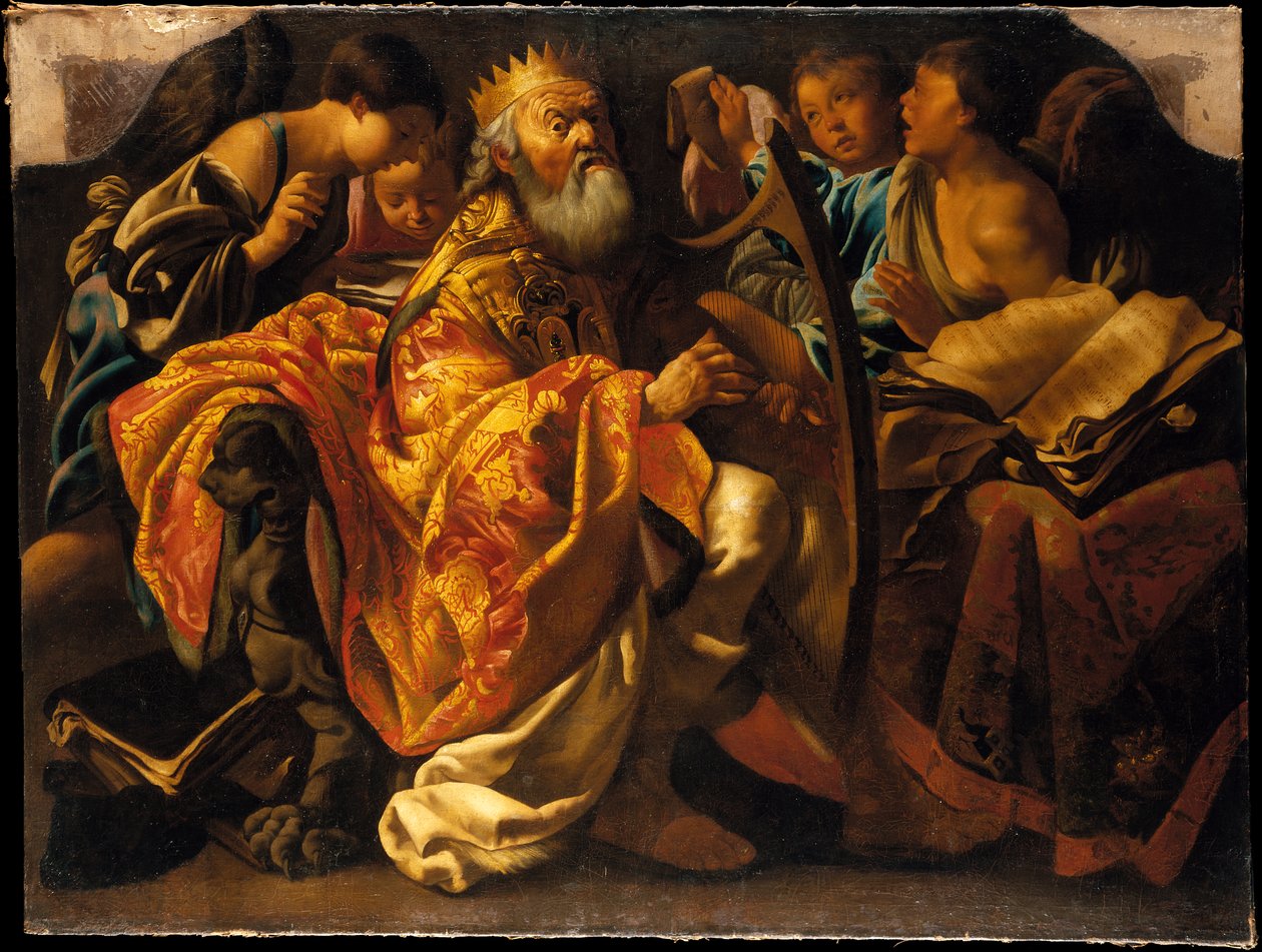 Król Dawid grający na harfie autorstwa Hendrick ter Brugghen