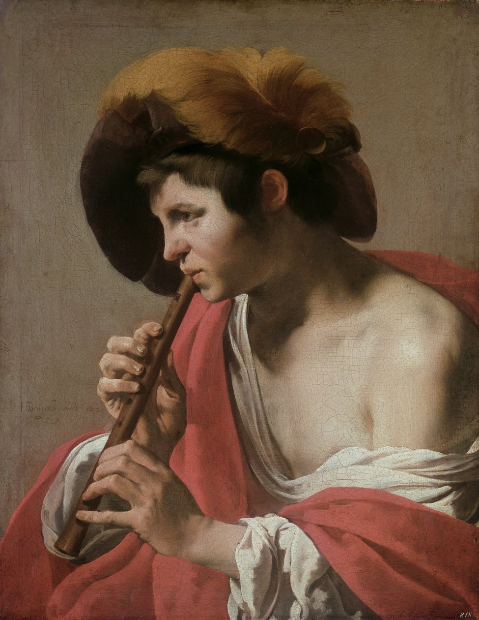 Walet grający na flecie prostym, 1621 autorstwa Hendrick ter Brugghen