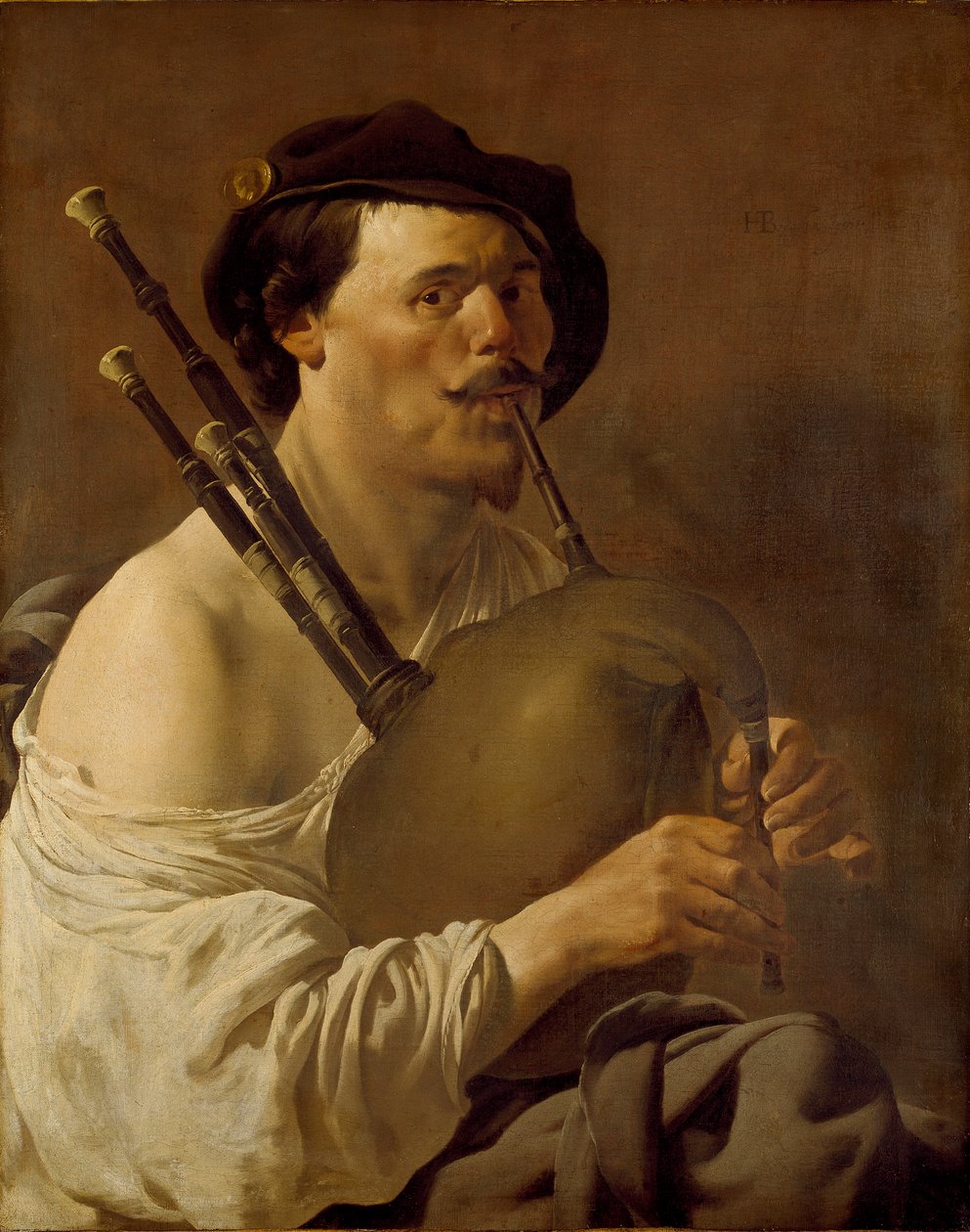Portret mężczyzny grającego na dudach, 1624 autorstwa Hendrick ter Brugghen