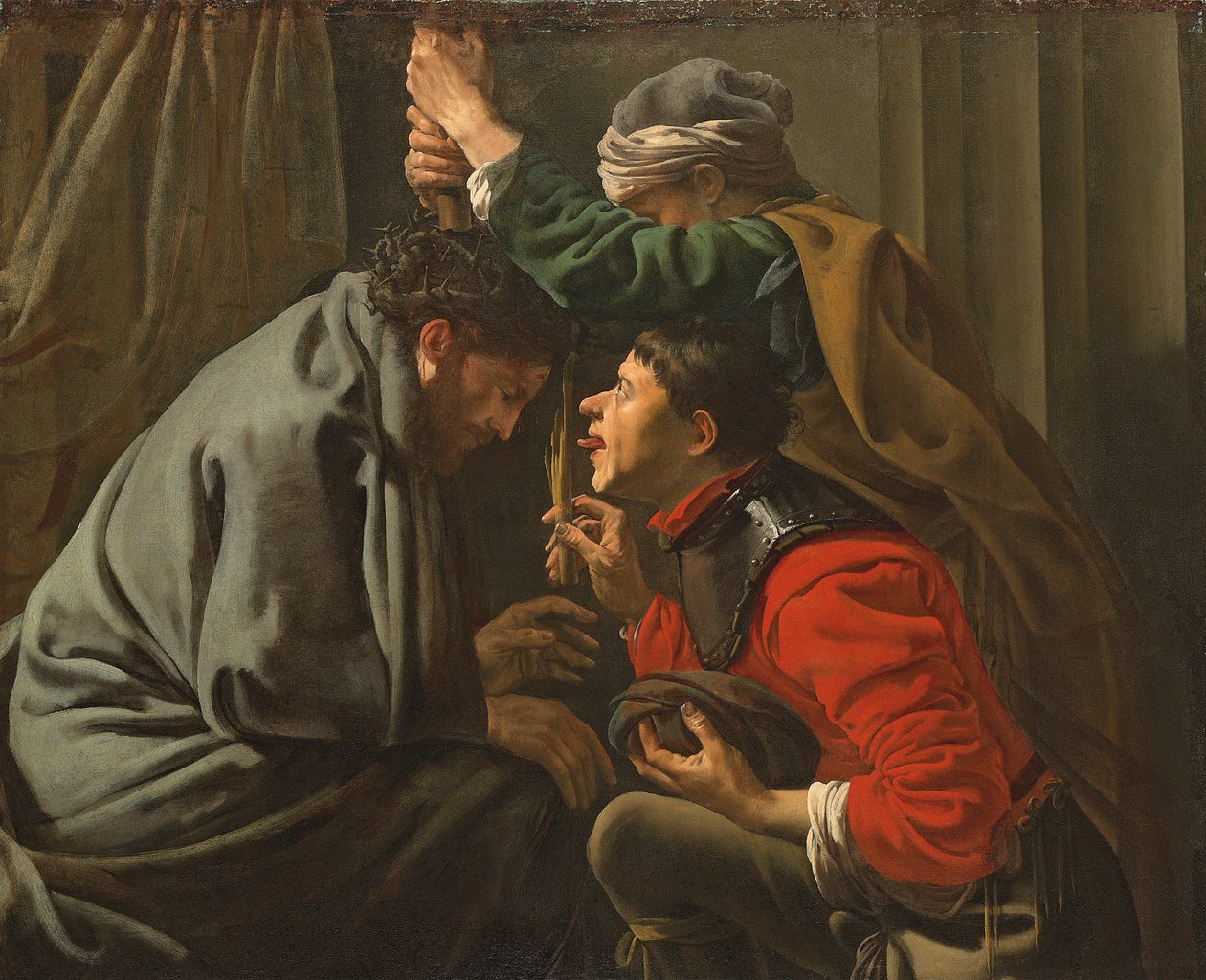 Ukoronowanie cierniem i naśmiewanie się z Chrystusa autorstwa Hendrick ter Brugghen