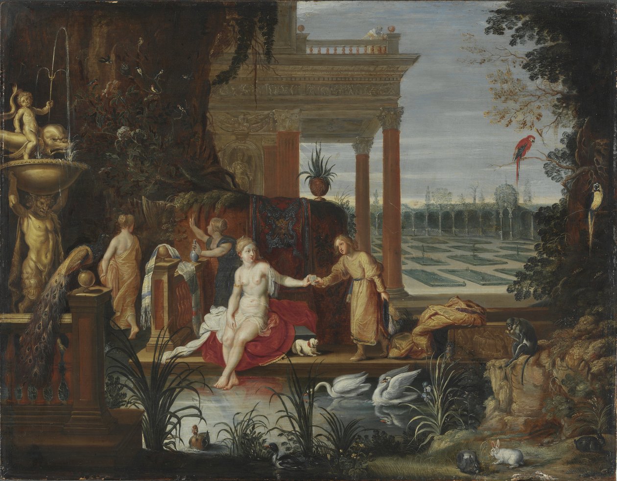 Batszeba w Łaźni otrzymuje list od króla Dawida, ok. 1600 autorstwa Hendrick van Balen