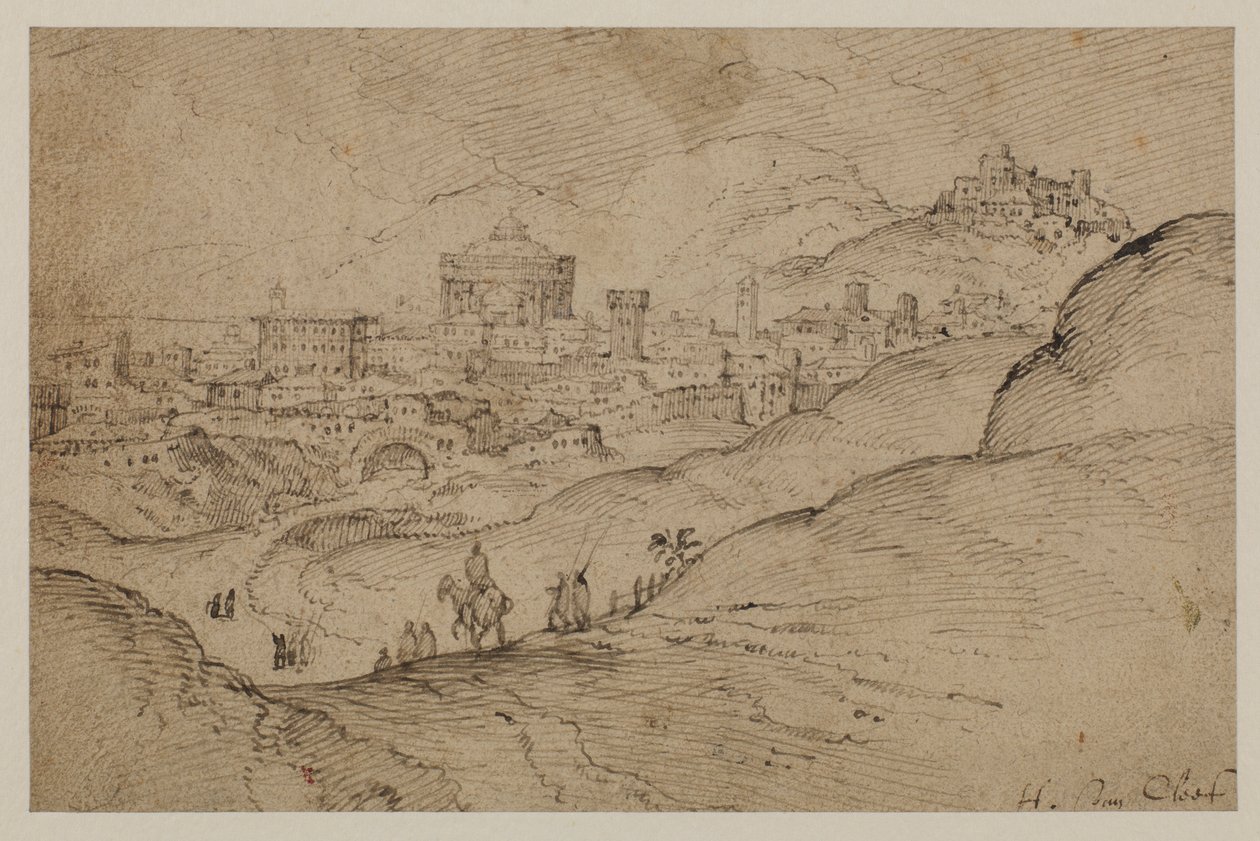 Krajobraz z widokiem na miasto, XVI w. autorstwa Hendrick van Cleve