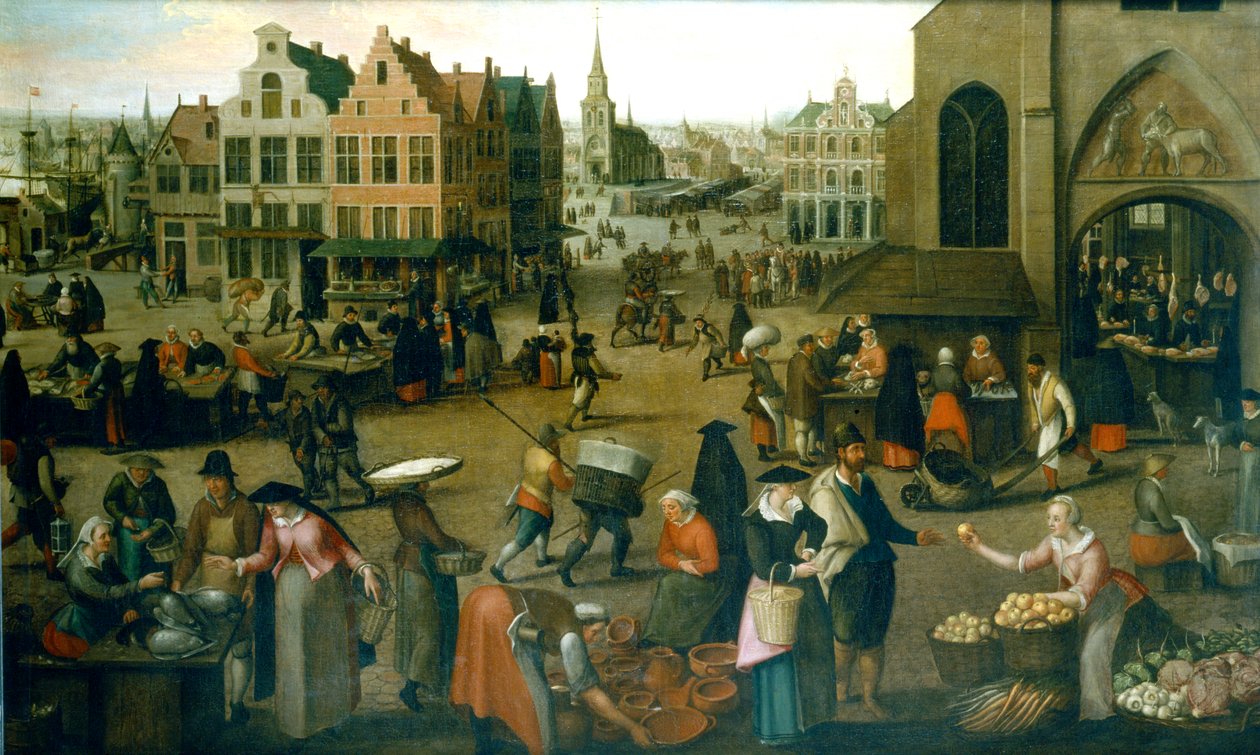„Widok na rynek”, c1570-1603 autorstwa Hendrick van Steenwijck the Elder