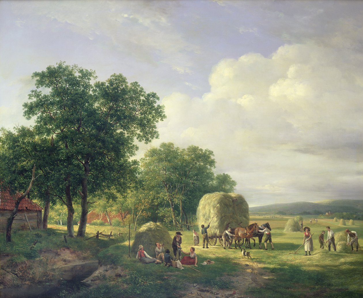Zalesiony krajobraz z sianokosami, 1822 autorstwa Hendrick van de Sande Bakhuyzen