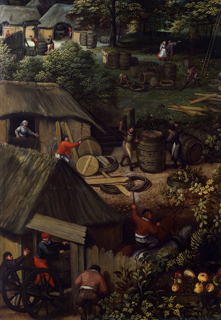 Krajobraz jesiennych żniw, autor: Lucas van Valkenborch (ok. 1530-1597), fragment autorstwa Hendrick van den (1530 97) Broeck