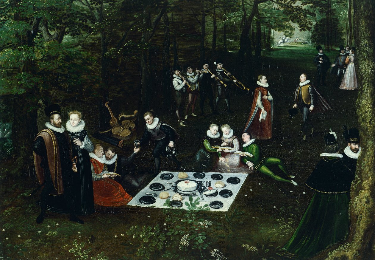 Krajobraz na wiosnę, Lucas van Valkenborch (około 1530-1597), detal autorstwa Hendrick van den (1530 97) Broeck