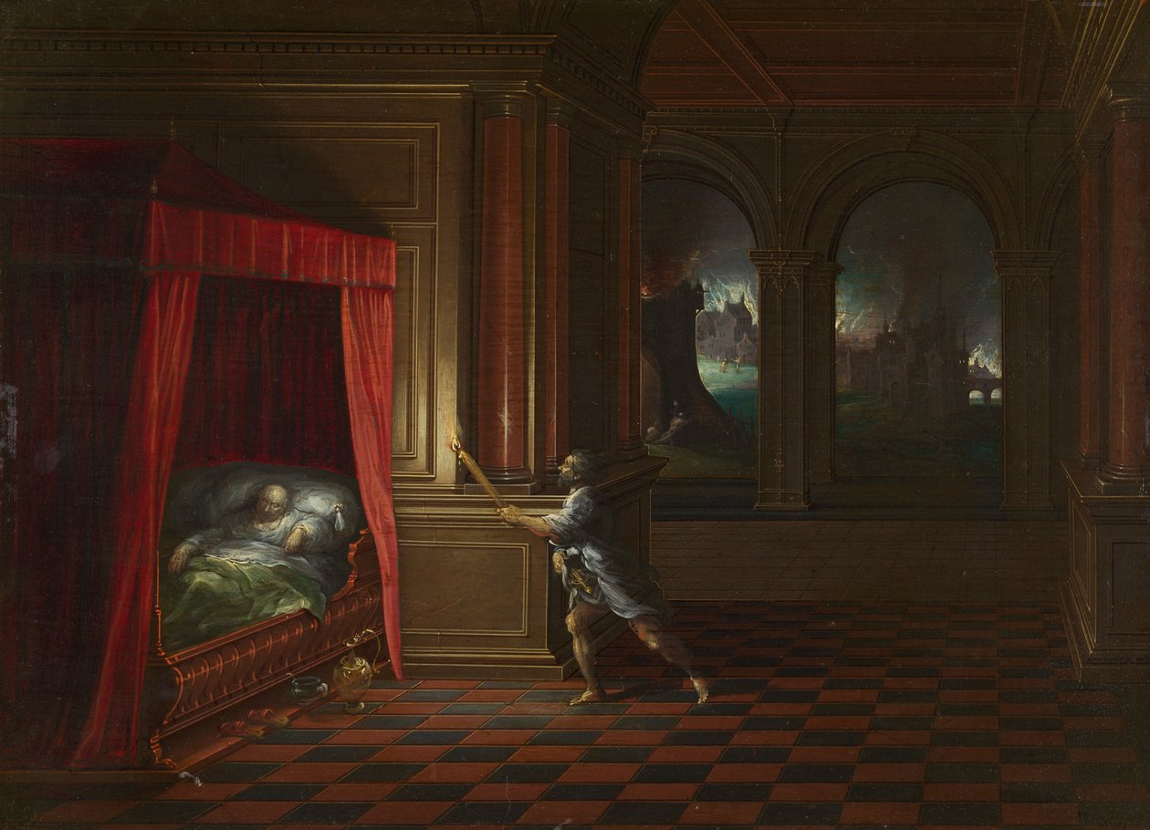Eneasz ratujący Anchizesa z płonącej Troi autorstwa Hendrick van the younger Steenwijck