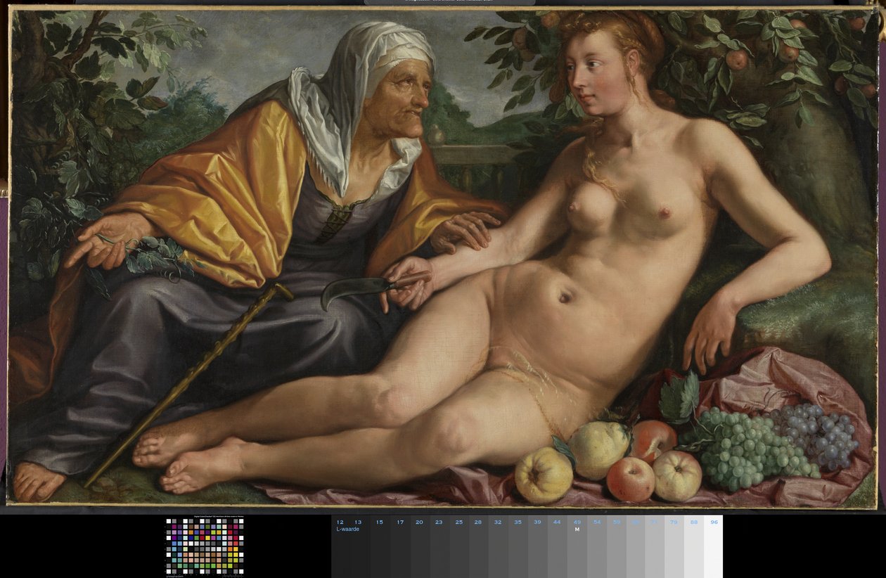 Vertumnus i Pomona autorstwa Hendrik Goltzius