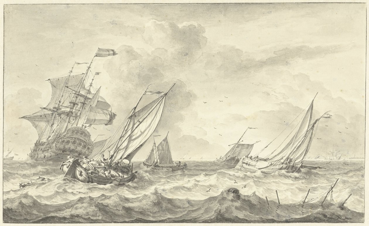 Pejzaż morski (rysunek) autorstwa Hendrik Rietschoof