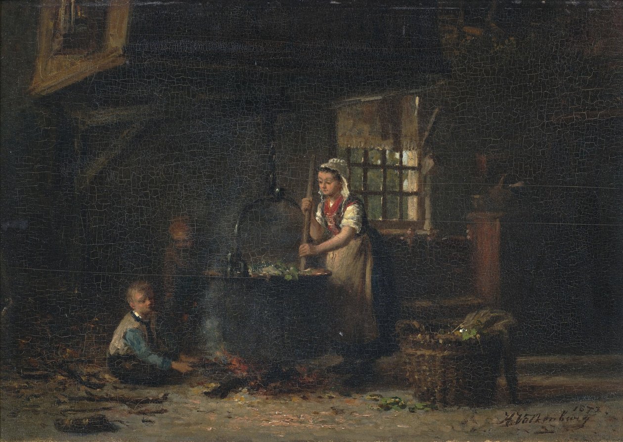 Wiejskie wnętrze kuchni autorstwa Hendrik Valkenburg