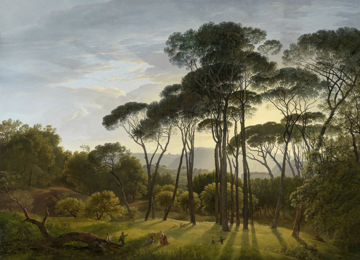 Włoski Pejzaż z Parasolowymi Sosnami, 1807 autorstwa Hendrik Voogd