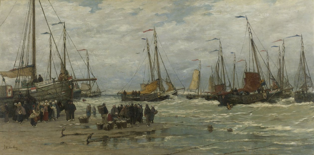 Wędkarskie róże w załamujących się falach, ok. 1875-85 autorstwa Hendrik Willem Mesdag