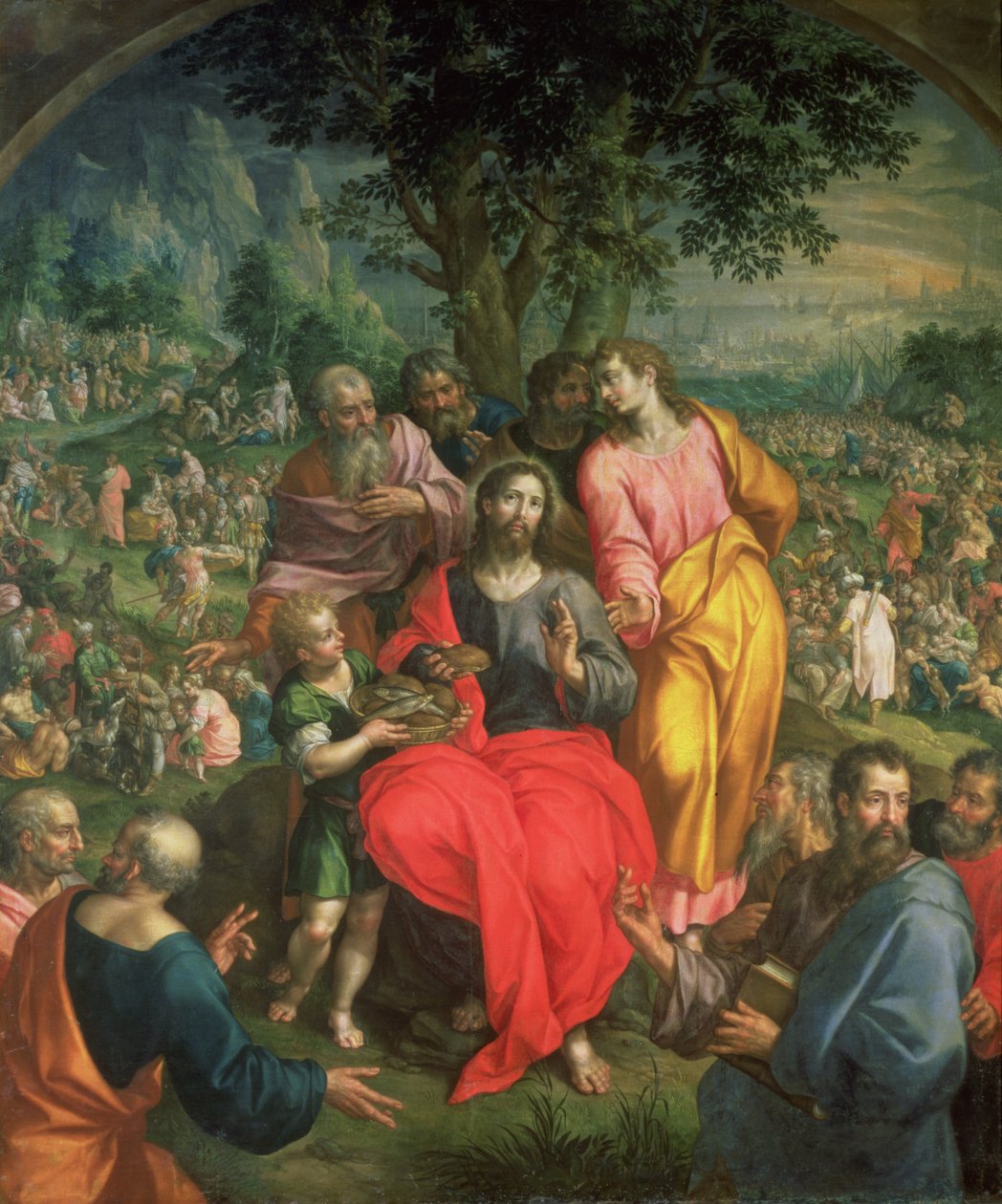 Nakarmienie Pięciu Tysięcy, c.1590 autorstwa Hendrick de Clerck