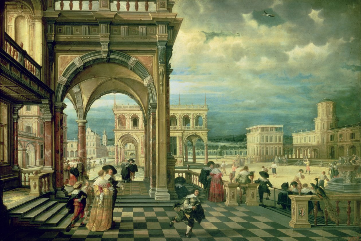 Pałac Włoski, 1623 (olej na miedzi) autorstwa Hendrik the Younger Steenwyck